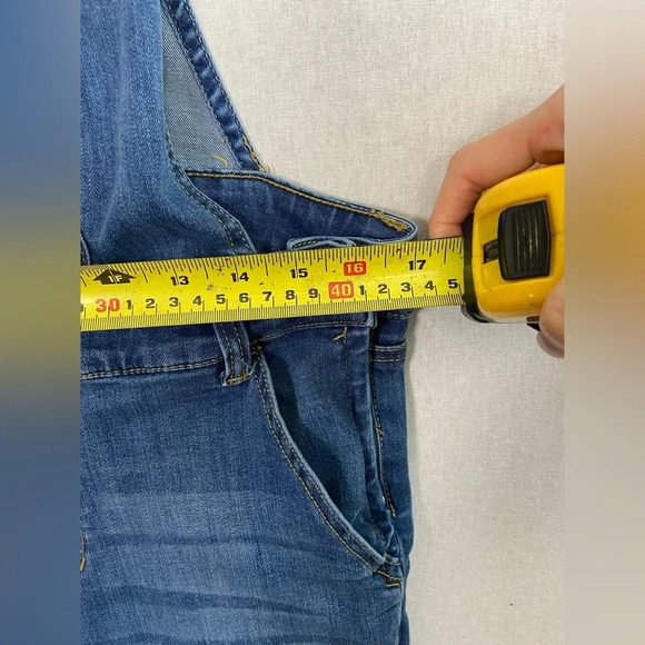 Ci Sono blue denim raw hem slim fit overalls  Sz M - Picture 13 of 13